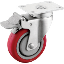 Medium Duty PU Casters with Plastic Brakes